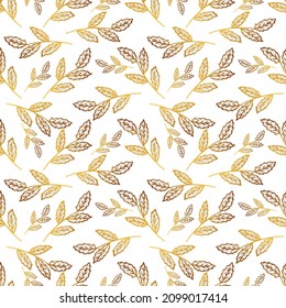 Patrón dorado de la rama del Laurel. Bandas dibujadas a mano para bodas, papel envolvente y textiles.