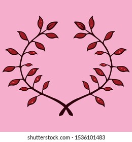 Laurel branch icon. Vector illustration of a branch with leaves. Hand drawn crossed laurel branches with leaves.