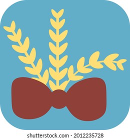 Laurel branch with red bow, illustration, vector on a white background.