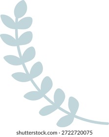 Laurel branch with rounded leaves forming a gentle arc in clean silhouette linework. Symbol of honor, victory, and achievement for award, wreath, and badge themes. Cartoon vector illustration.