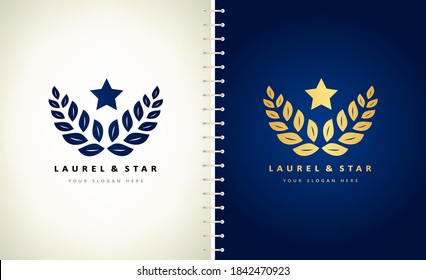laurel branch and star logo vector 