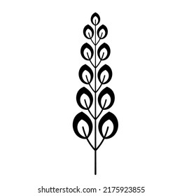 Laurel Branch Vector In Line Style.  Wheat And Olive Wreath Icon For Victory, Triumph. Symbol Of Award, Achievement, Heraldry. Armorial Branches.