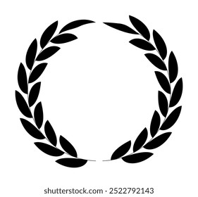 Laurel branch. Laurel wreath icon isolated on transparent background. Vintage decorative element for award, medal, achievement, emblem, premium quality, ornate and logo. Floral round frame of leaves