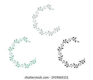 Laurel branch wreath vector graphic illustration isolated on white background. Laurel wreath silhouette, flat design illustration. Floral, laurel logo. For invitations, greeting cards, advertising.