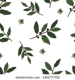 Laurel branches. Seamless pattern. Vector illustration.
