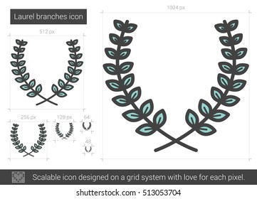 Laurel branches vector line icon isolated on white background. Laurel branches line icon for infographic, website or app. Scalable icon designed on a grid system.