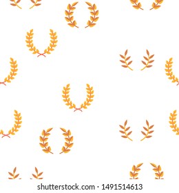 Laurel Branches Wreath Vector Color Seamless Pattern Flat Illustration