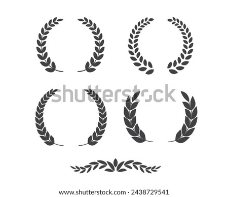 Laurel circle wreath icon. laurel branches frames of the winner.  Award sign. First place symbol. Emblem. Vector illustration