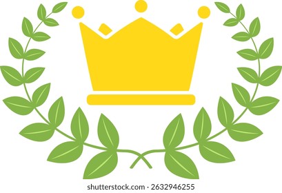 Laurel and Crown Isolated Vector Icon