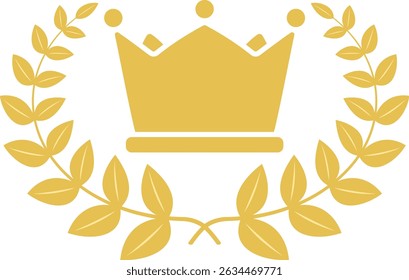 Laurel and Crown Isolated Vector Icon