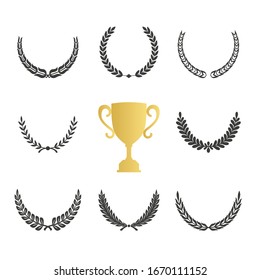 Laurel flower icon set. Vintage frames collection