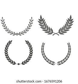 Laurel flower icon set. Vintage frames collection