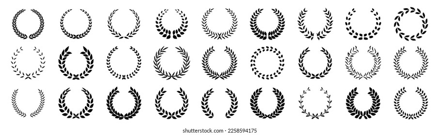 Laurel foliate icons set. Wreath icons.