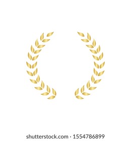 Laurel foliate or olive branches golden greek wreath vector illustration isolated on white background. A winner and champions award and achievement heraldry symbol.