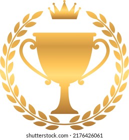 Laurel frame surrounding the trophy