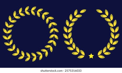 laurel  golden  wreath  design  set vector