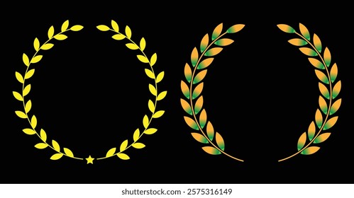 laurel  golden  wreath  design  set vector