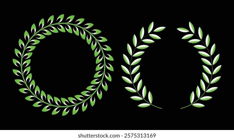 laurel  green and white wreath  design  set vector  illustrator