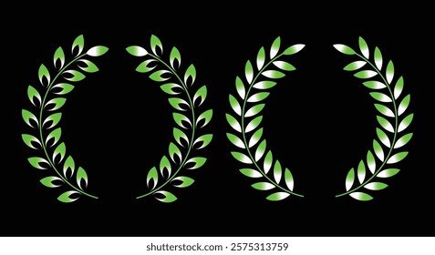 laurel  green and white  wreath  design  set vector illustrator 