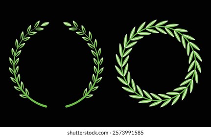 laurel  green  wreath  design  set vector 