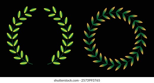 laurel  green  wreath  design  set vector 