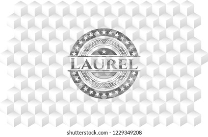 Laurel grey emblem with cube white background