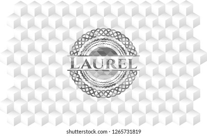 Laurel grey emblem with geometric cube white background