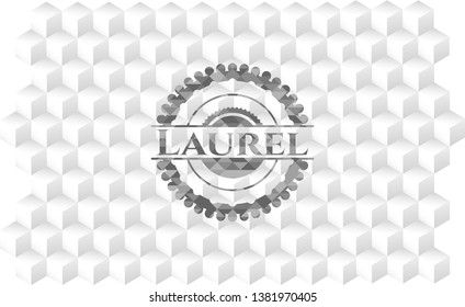 Laurel grey emblem with geometric cube white background