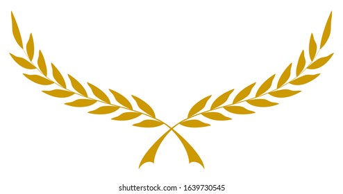 Laurel honor wreath vector in gold on white isolated background. svg
