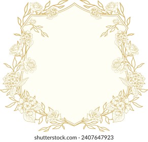 
Laurel Hydrangea Rose Wedding Crest Monogram