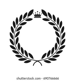 Laurel icon isolated on the black background. Vector art. Black and wtite design. Perfect for invitations, greeting cards, quotes, blogs, posters and more.