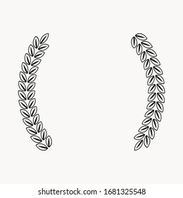 laurel leaf border for graphic design. logo frame isolated element for your creative projects. use for logo design, coat of arms, certified stamps , invitations, posters.