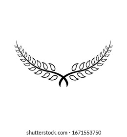 Laurel Leaf crown branch black logo icon design vector illustration	
