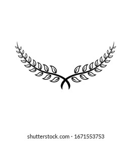 Dibujo vectorial del logo negro de la rama de la corona de Laurel	
