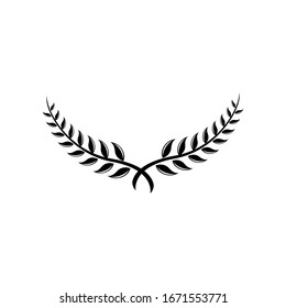 Laurel Leaf crown branch black logo icon design vector illustration	
