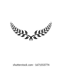Laurel Leaf crown branch black logo icon design vector illustration	

