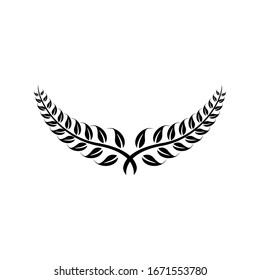 Laurel Leaf crown branch black logo icon design vector illustration	
