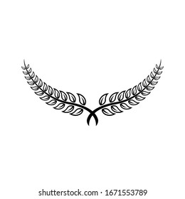 Dibujo vectorial del logo negro de la rama de la corona de Laurel	
