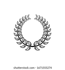 Laurel Leaf crown branch black logo icon design vector illustration