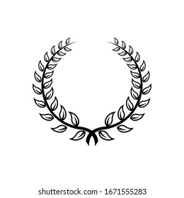 Laurel Leaf crown branch black logo icon design vector illustration
