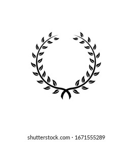 Laurel Leaf crown branch black logo icon design vector illustration