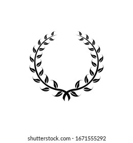 Laurel Leaf crown branch black logo icon design vector illustration