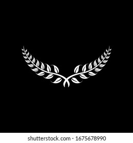 Laurel Leaf crown branch black logo icon design vector illustration	
