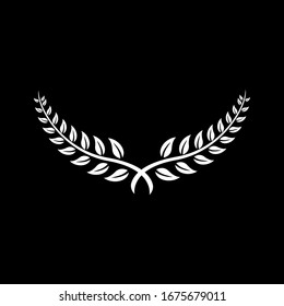 Laurel Leaf crown branch black logo icon design vector illustration	