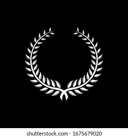 Laurel Leaf crown branch black logo icon design vector illustration	