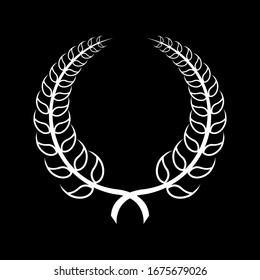 Laurel Leaf crown branch black logo icon design vector illustration	