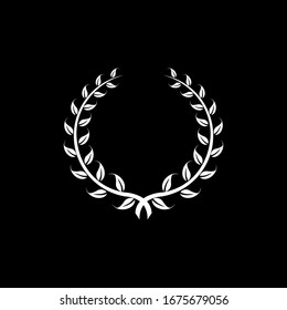 Laurel Leaf crown branch black logo icon design vector illustration	