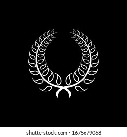 Dibujo vectorial del logo negro de la rama de la corona de Laurel	