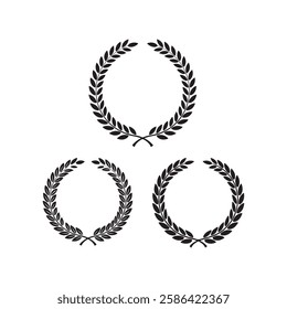 laurel leaf floral wreath logo icons set vector flat design