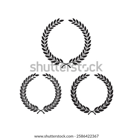 laurel leaf floral wreath logo icons set vector flat design